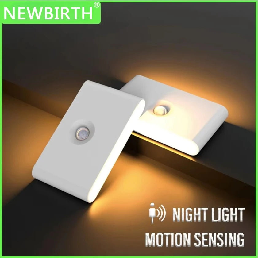 Mini LED Intelligent Sensor Night Light Wireless USB Rechargeable Motion Sensor Wall Light for Bedroom Corridor Cabinet Lighting