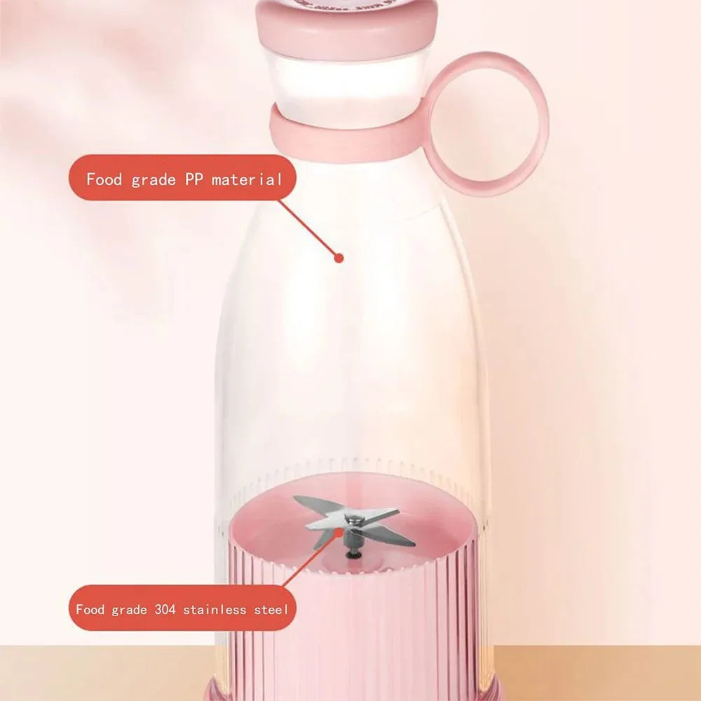 380ML Juicer USB Rechargeable Blender Fresh Fruit Juicer Portable Juice Bottle Mini Fast Electric Blender Smoothie Ice Maker