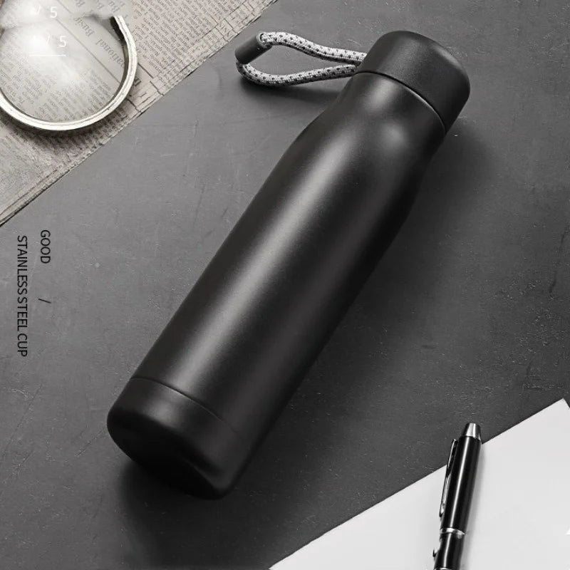 JUSTINLAU Spot Goods 400/550ML Thermos Cup Vacuum Flasks with Rope Stainless Steel Outdoor Travel Portable Thermal Water Bottles