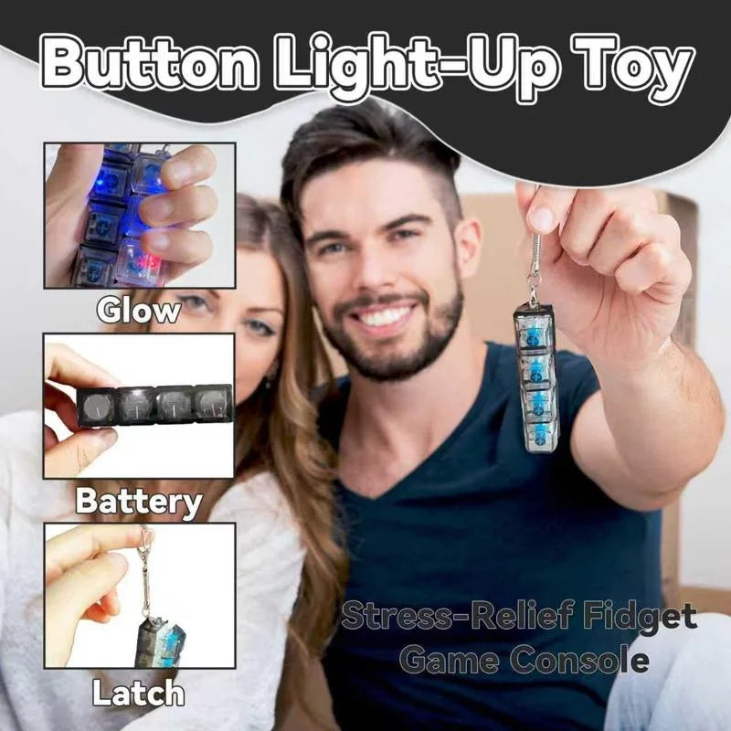 Luminous Keyboard Stress Relief Toy, Keychain, 4-in-1 Stress Relief Button Keychain, Stress-Relief Fingertip Clicker, Transparent Color, Car Keychain