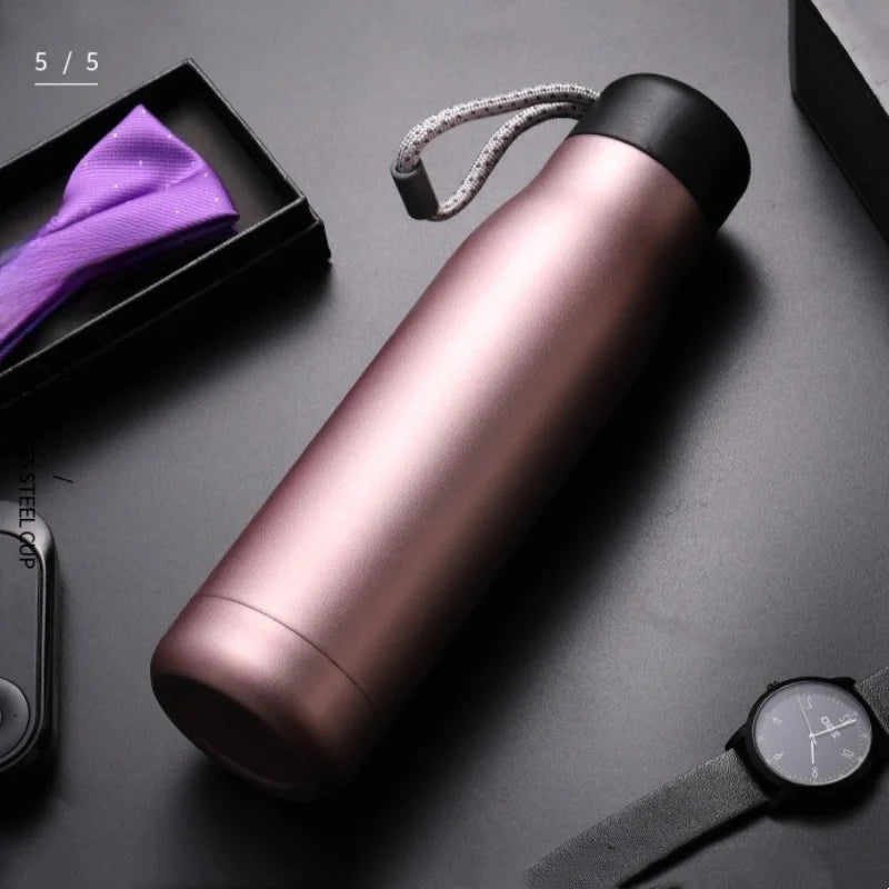 JUSTINLAU Spot Goods 400/550ML Thermos Cup Vacuum Flasks with Rope Stainless Steel Outdoor Travel Portable Thermal Water Bottles