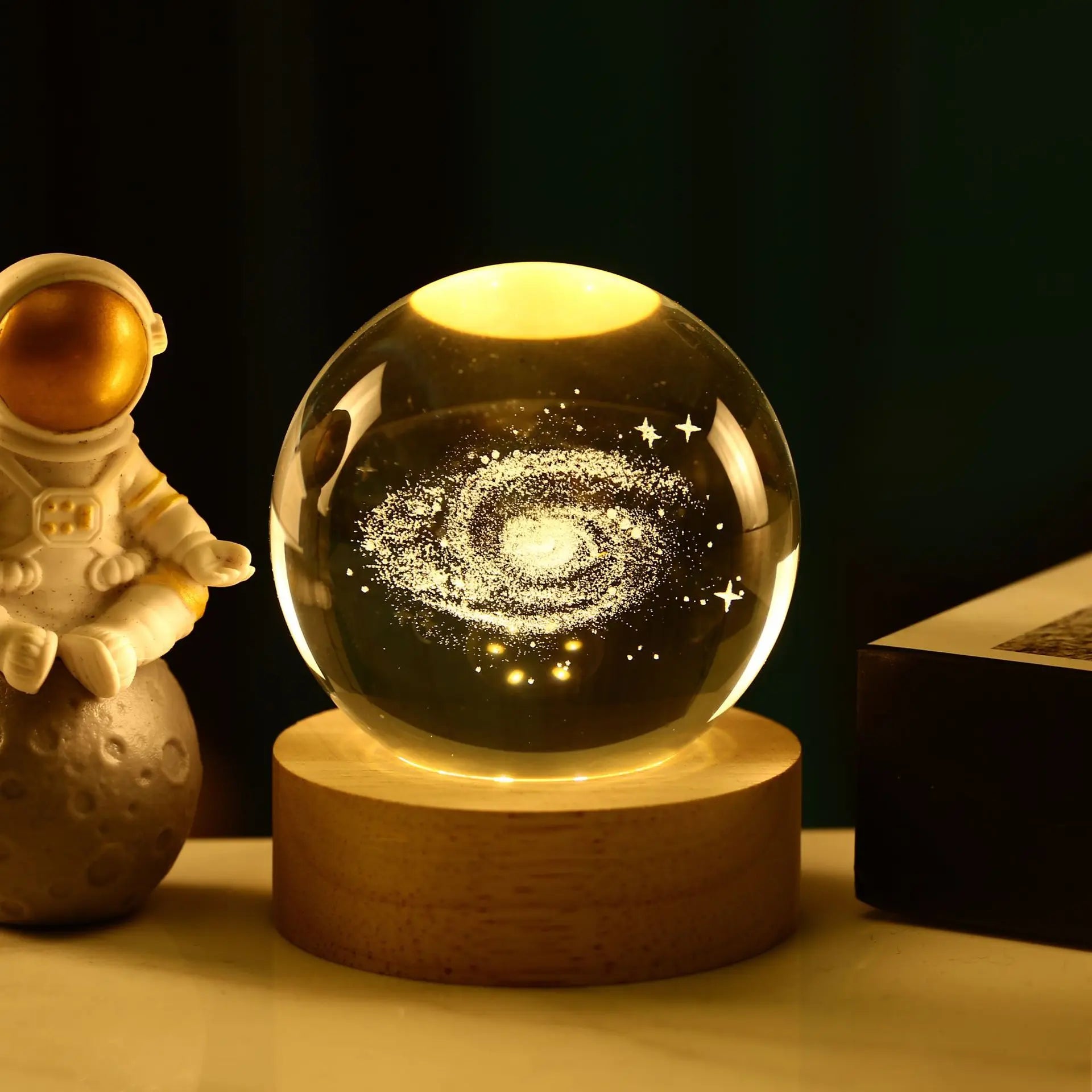8cm Crystal Ball Crystal Planet Night Light Laser Engraved Solar System Globe Astronomy Birthday Gift Home Desktop Decoration