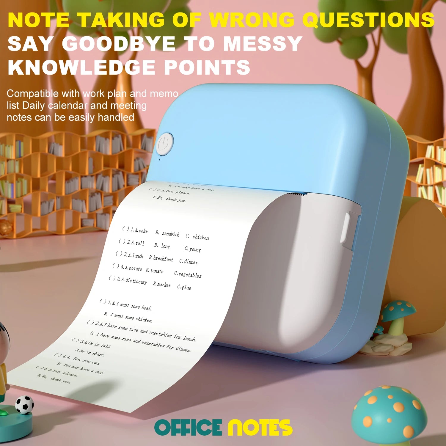 Portable Mini Thermal Printer Wireless Bluetooth Android iOS Mobile Photo Printers Student Error Title Note Pocket Printing