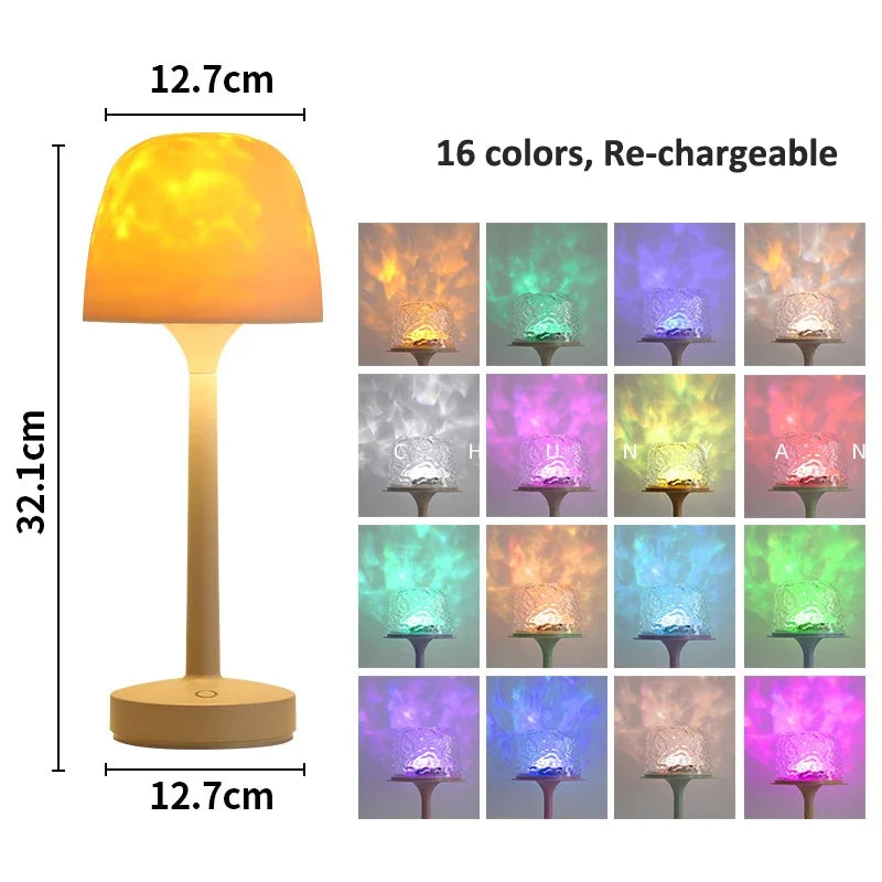 Water Ripple Night Light 16 Colors Type-C Rechargeable Colorful  LED Lamp Creative Home Decor Christmas birthday holiday gift