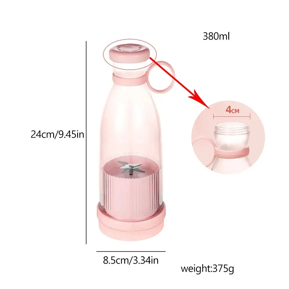 380ML Juicer USB Rechargeable Blender Fresh Fruit Juicer Portable Juice Bottle Mini Fast Electric Blender Smoothie Ice Maker